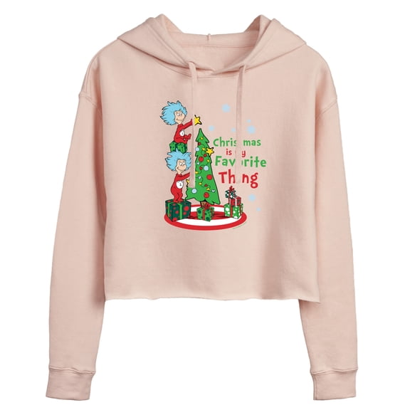 Cat in the Hat - Christmas Is A Family Thing - Ladies Cropped Hoodie