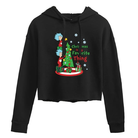 Cat in the Hat - Christmas Is A Family Thing - Ladies Cropped Hoodie