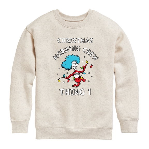 Cat in the Hat - Christmas Morning Crew Thing 1 - Toddler And Youth Crewneck Fleece Sweatshirt