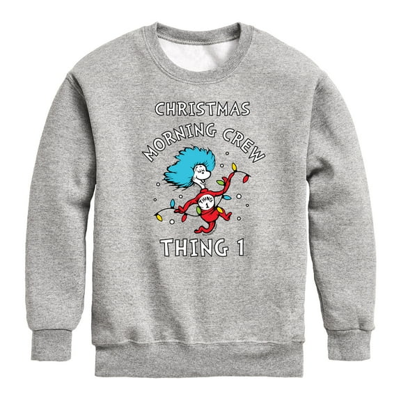 Cat in the Hat - Christmas Morning Crew Thing 1 - Toddler And Youth Crewneck Fleece Sweatshirt