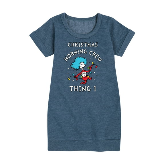 Cat in the Hat - Christmas Morning Crew Thing 1 - Toddler And Youth Girls Fleece Dress