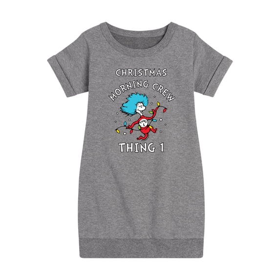 Cat in the Hat - Christmas Morning Crew Thing 1 - Toddler And Youth Girls Fleece Dress