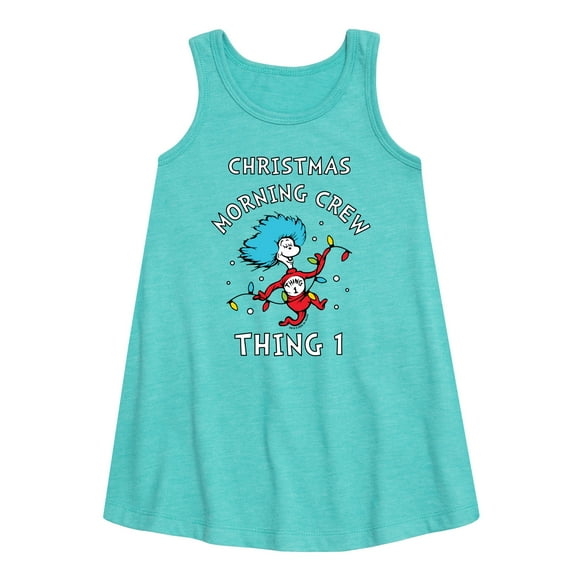 Cat in the Hat - Christmas Morning Crew Thing 1  - Toddler and Youth Girls A-line Dress