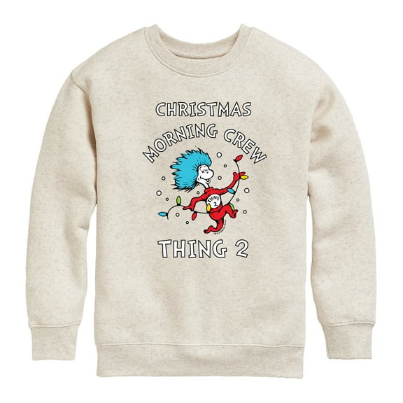 Cat in the Hat - Christmas Morning Crew Thing 2 - Toddler And Youth Crewneck Fleece Sweatshirt