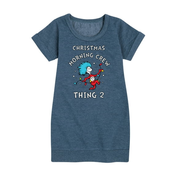 Cat in the Hat - Christmas Morning Crew Thing 2 - Toddler And Youth Girls Fleece Dress