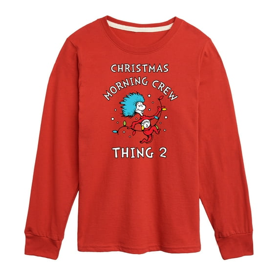 Cat in the Hat - Christmas Morning Crew Thing 2 - Toddler And Youth Long Sleeve Graphic T-Shirt