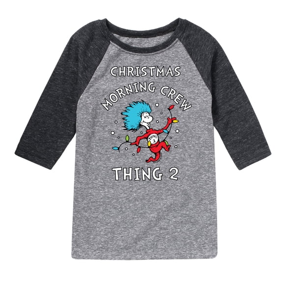 Cat in the Hat - Christmas Morning Crew Thing 2 - Toddler And Youth Raglan Graphic T-Shirt