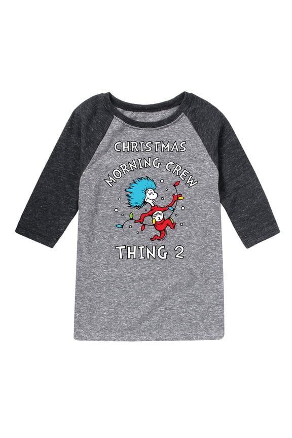 Cat in the Hat - Christmas Morning Crew Thing 2 - Toddler And Youth Raglan Graphic T-Shirt