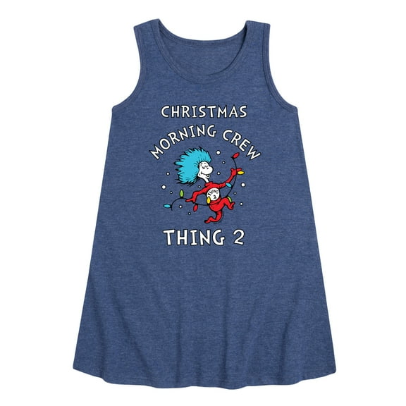 Cat in the Hat - Christmas Morning Crew Thing 2  - Toddler and Youth Girls A-line Dress