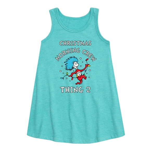 Cat in the Hat - Christmas Morning Crew Thing 2  - Toddler and Youth Girls A-line Dress
