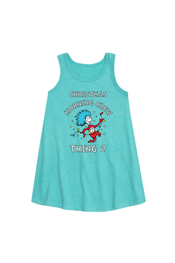 Cat in the Hat - Christmas Morning Crew Thing 2 - Toddler and Youth Girls A-line Dress