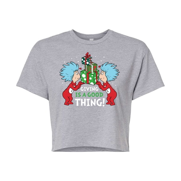 The Cat in the Hat - Giving Is A Good Thing - Juniors Cropped Graphic T-Shirt