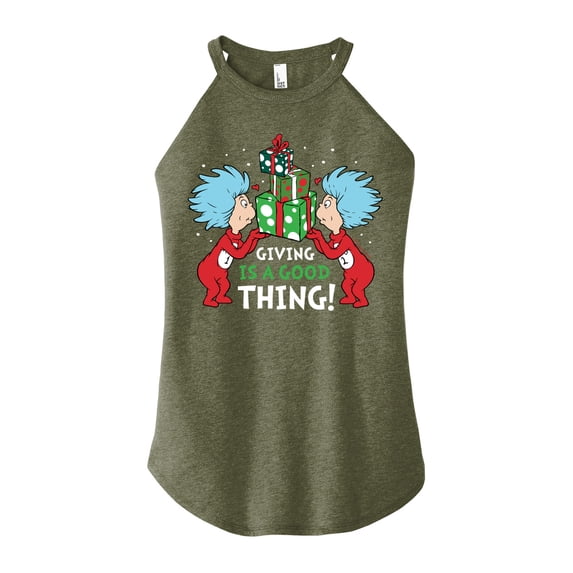 The Cat in the Hat - Giving Is A Good Thing - Juniors High Neck Graphic Tank
