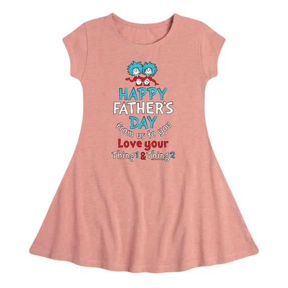 Cat in the Hat - Happy Fathers Day Thing 1 Thing 2 - Toddler And Youth Girls Fit And Flare Dress
