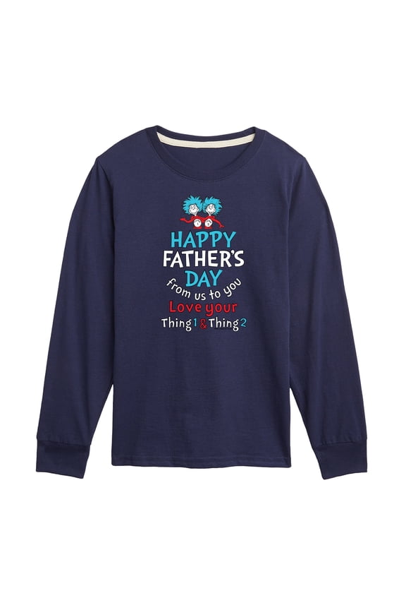 Cat in the Hat - Happy Fathers Day Thing 1 Thing 2 - Toddler And Youth Long Sleeve Graphic T-Shirt