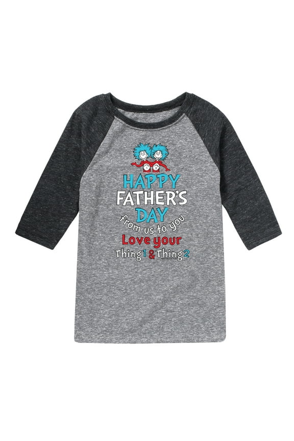 Cat in the Hat - Happy Fathers Day Thing 1 Thing 2 - Toddler And Youth Raglan Graphic T-Shirt