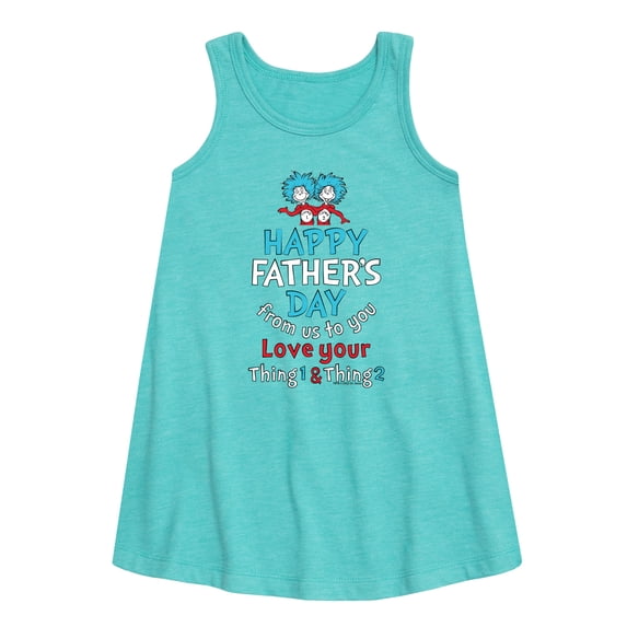 Cat in the Hat - Happy Fathers Day Thing 1 Thing 2 - Toddler and Youth Girls A-line Dress