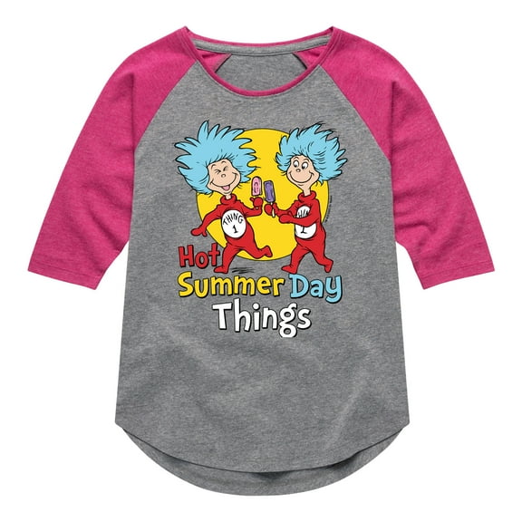 The Cat in the Hat - Hot Summer Day Things - Toddler & Youth Girls Raglan Graphic T-Shirt