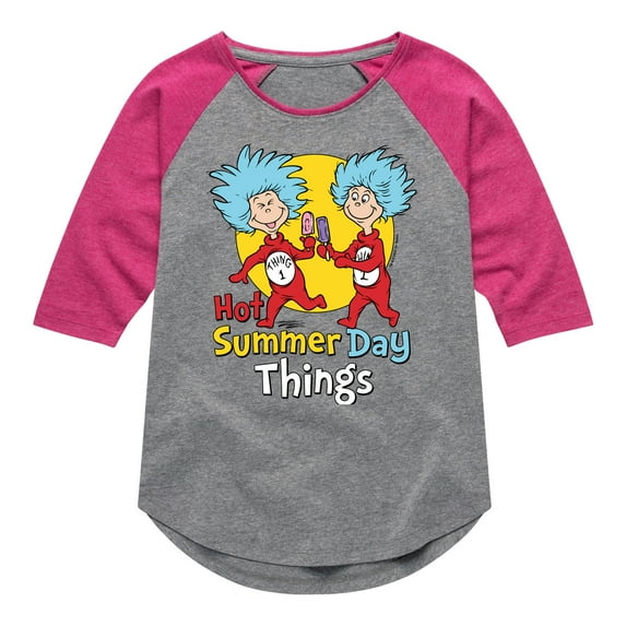 The Cat in the Hat - Hot Summer Day Things - Toddler & Youth Girls Raglan Graphic T-Shirt
