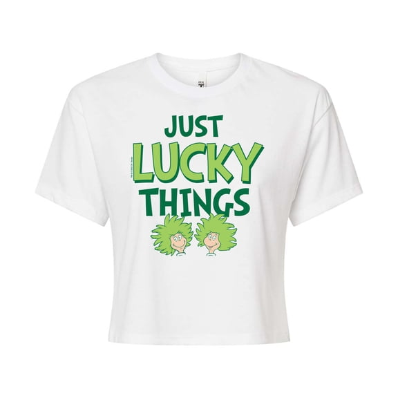The Cat in the Hat - Just Lucky Things - Juniors Cropped Cotton Blend T-Shirt
