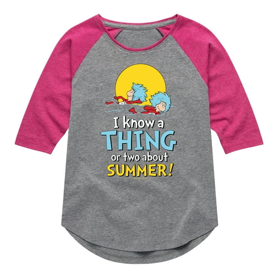Cat in the Hat - Know Thing Or Two Summer - Toddler & Youth Girls Raglan Graphic T-Shirt