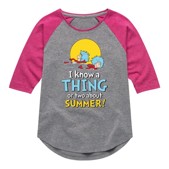 Cat in the Hat - Know Thing Or Two Summer - Toddler & Youth Girls Raglan Graphic T-Shirt