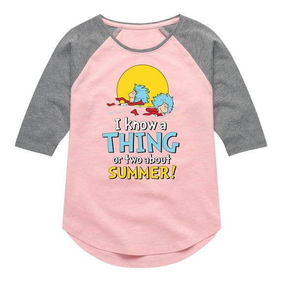 Cat in the Hat - Know Thing Or Two Summer - Toddler & Youth Girls Raglan Graphic T-Shirt