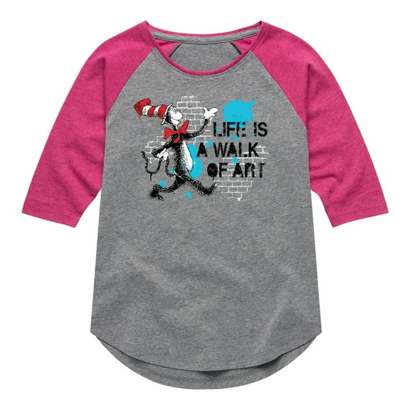 The Cat in the Hat - Life Is A Walk Of Art - Toddler & Youth Girls Raglan Graphic T-Shirt