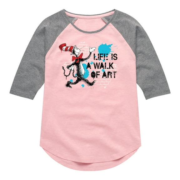 The Cat in the Hat - Life Is A Walk Of Art - Toddler & Youth Girls Raglan Graphic T-Shirt