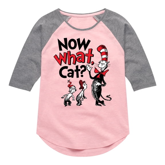 The Cat in the Hat - Now What Cat - Toddler & Youth Girls Raglan Graphic T-Shirt