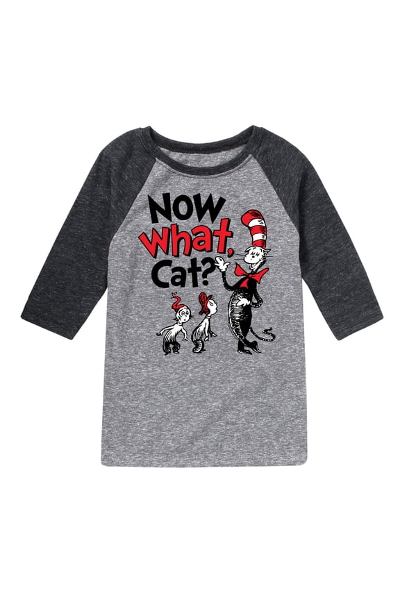 - Now What Cat - Toddler & Youth Raglan Graphic T-Shirt