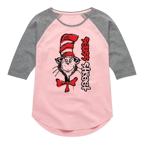 The Cat in the Hat - Seuss Street - Toddler & Youth Girls Raglan Graphic T-Shirt