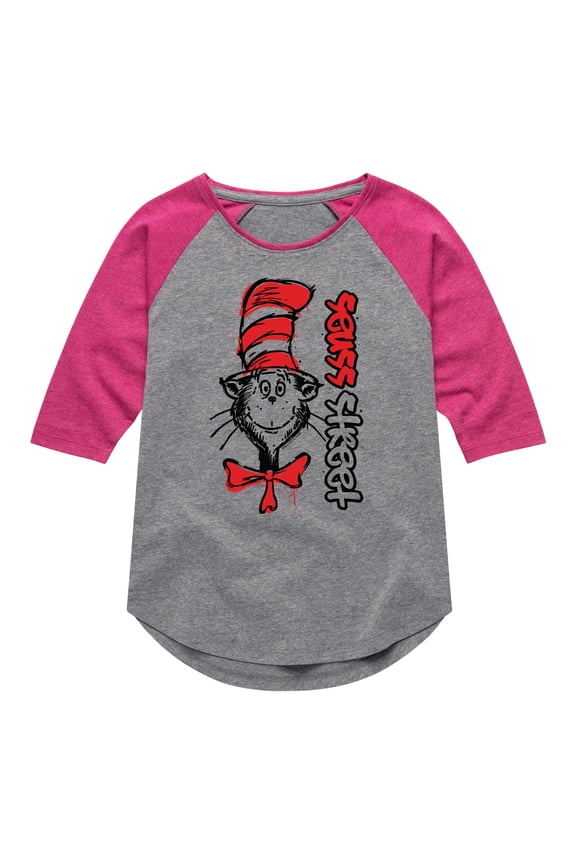 - Seuss Street - Toddler & Youth Girls Raglan Graphic T-Shirt