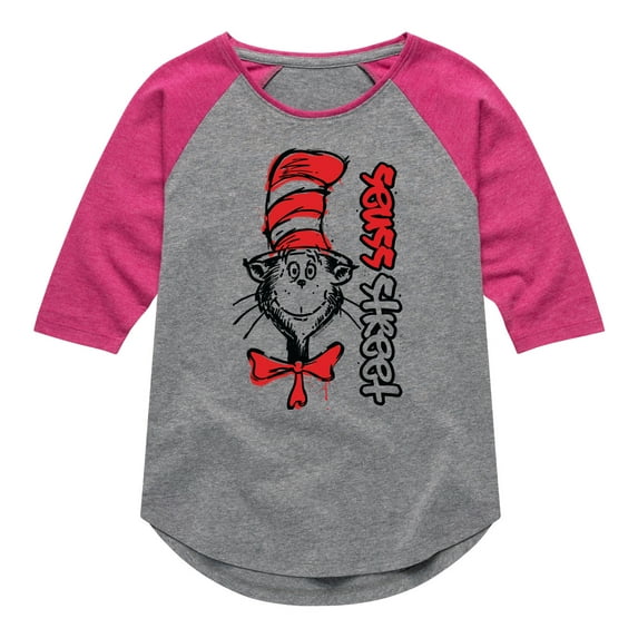 The Cat in the Hat - Seuss Street - Toddler & Youth Girls Raglan Graphic T-Shirt
