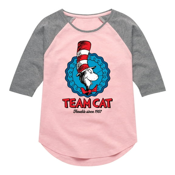 The Cat in the Hat - Team Cat - Toddler & Youth Girls Raglan Graphic T-Shirt