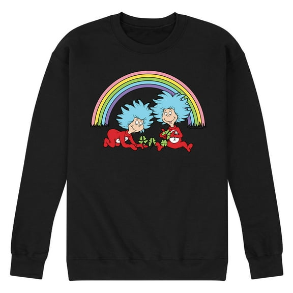 The Cat in the Hat - Thing 1 2 Rainbow - Men's Crew Neck Fleece Pullover