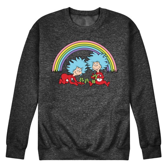The Cat in the Hat - Thing 1 2 Rainbow - Men's Crew Neck Fleece Pullover
