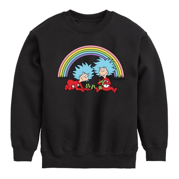 Cat in the Hat - Thing 1 2 Rainbow - Toddler And Youth Crewneck Fleece Sweatshirt