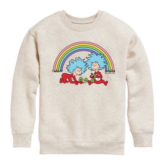 Cat in the Hat - Thing 1 2 Rainbow - Toddler And Youth Crewneck Fleece Sweatshirt