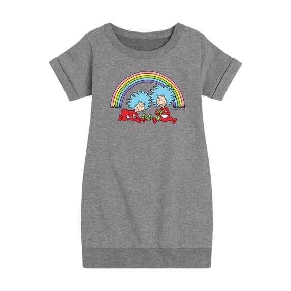 Cat in the Hat - Thing 1 2 Rainbow - Toddler And Youth Girls Fleece Dress