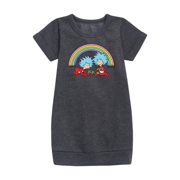 Cat in the Hat - Thing 1 2 Rainbow - Toddler And Youth Girls Fleece Dress