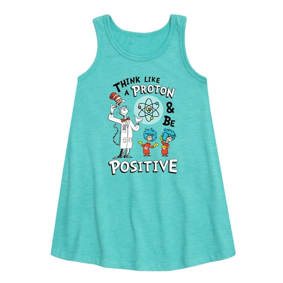 Cat in the Hat - Think Like Proton Be Positive - Toddler and Youth Girls A-line Dress