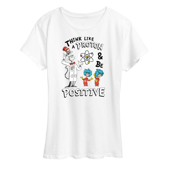 Cat in the Hat - Think Like Proton Be Positive - Women's Short Sleeve Graphic T-Shirt