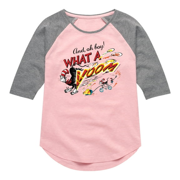 The Cat in the Hat - What A Voom - Toddler & Youth Girls Raglan Graphic T-Shirt