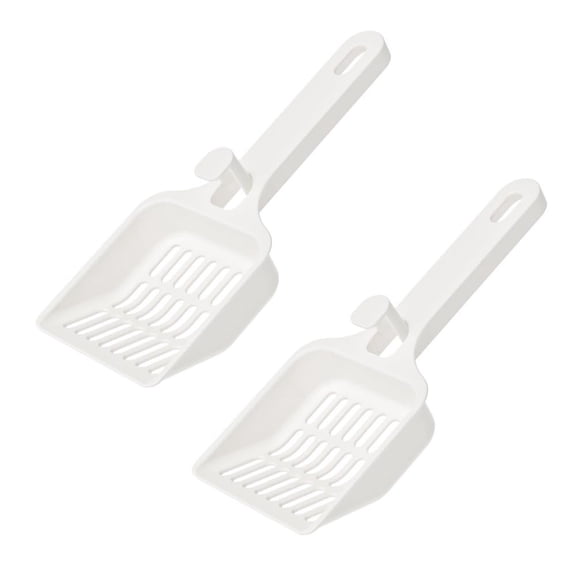 Cat litter scoop, non stick cat litter sifter scoop with hook, durable clumping litter scooper for kitty litter box, space saving design, white