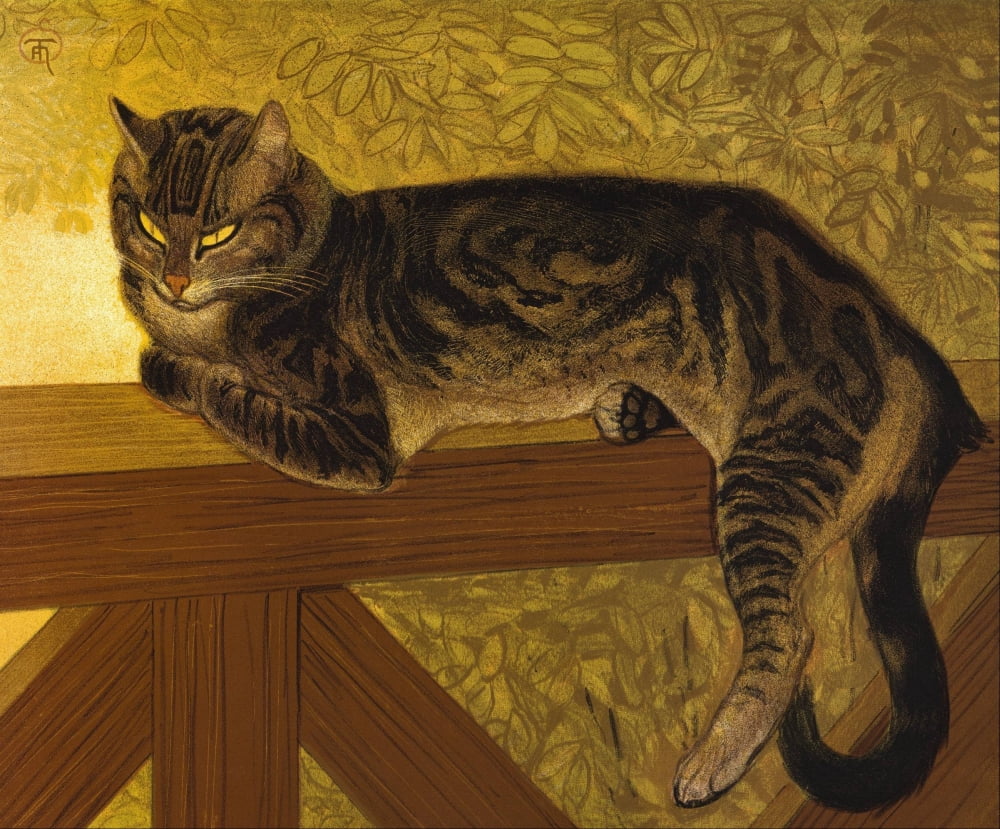 Cat on a Balustrade 1909 Canvas Art - Thophile Steinlen (24 x 36)