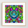 thumbnail image 1 of Cat portrait in flowers - Digital Art Oak Framed Wall Art Print 20 x 20 inches, 1 of 8