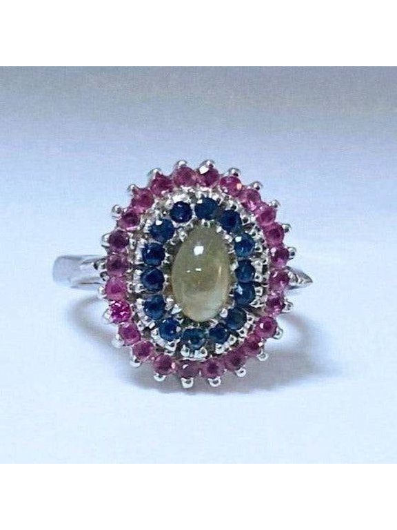 Cat's Eye Chrysoberyl and Sapphire Cocktail Ring