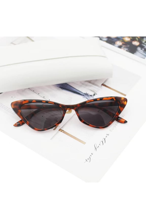 Cat's Eye Fashion Sunshade Sunglasses Retro Small Frame Simple Sports Sunglasses-Tortoiseshell Color