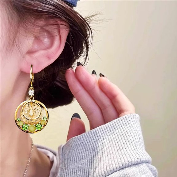 Cat's Eye Stone Earrings for Women, High-End Luxury, Elegant Earrings, Niche New Style Ear Clips, Fashionable Versatile Trendy Ear Accessories